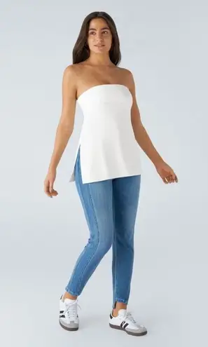 Halara Strapless Tube Top Shirt Side Slit Slim Fit Minimalist White Womens L New