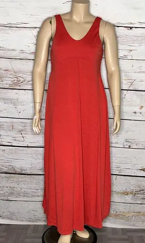 Halara NWT Size XL Red U-Neck Sleeveless Split Flowy Maxi Casual Tank Dress