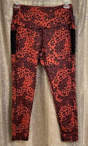 LegEnd Burnt Orange Leopard Cheetah Print Athletic Leggings, XL NWT