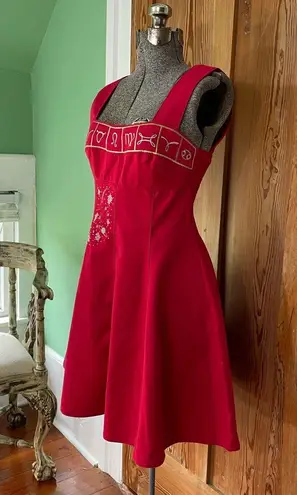 Rare Vintage Christian Llinares Celestial Astrology Dress & Jacket Set Y2K Sz S Red