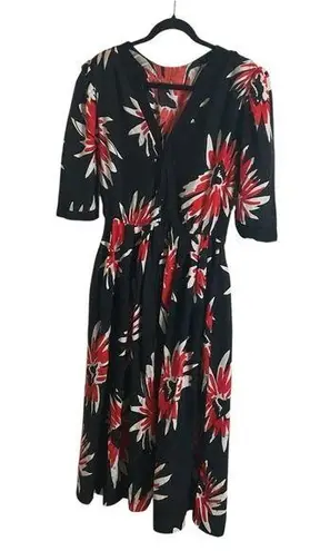 Floral Black and Red Women's Dress Size undefined