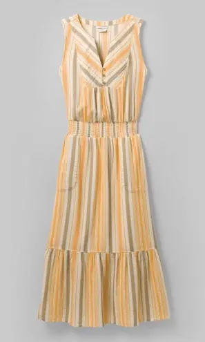 prAna NWT California Dreaming Dress Golden Hour Stripe 100% Organic Cotton