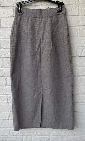 Vintage Michael Sands Houndstooth Pleated Pencil Skirt Black Midi Length Size 4