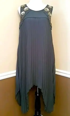 Gray Green Pleated Beaded Gatsby 20’s Party Dress by Darling from ModCloth Size 10