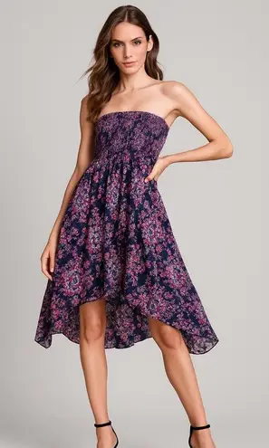 Feathers Strapless Abstract Print Dress, Beach Cover Up, Black, Red, Size M Black Size M