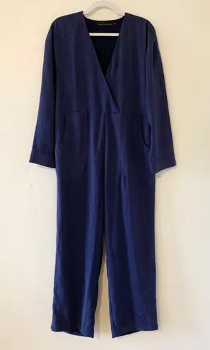 Revolve House of Harlow 1960 Marcello Floral Jacquard Jumpsuit in Navy Blue