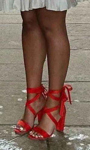 Red Strappy Heels Size 7.5