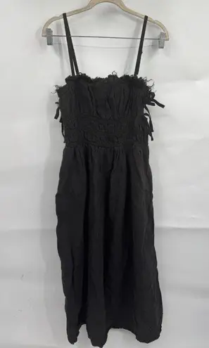 A Ren. Midi Dress Women Medium Black Whimsigoth Grunge Retro Hobo Lagenlook Art