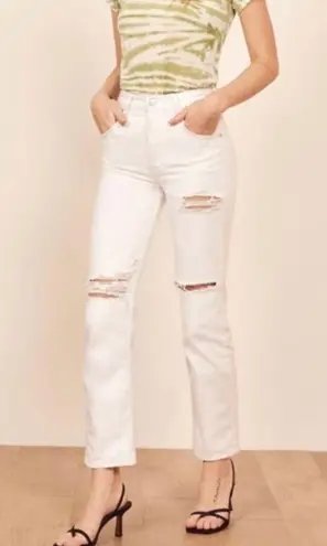 Reformation  Cynthia High Relaxed Jean White Destroyed 24