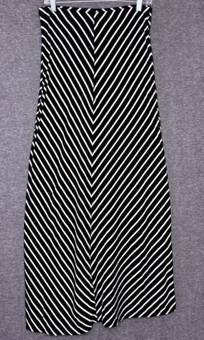 Iris Los Angeles Black White Striped Maxi Skirt Large Flowy Stretch Chevron