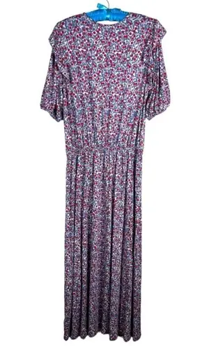 BODEN NWT Ruffle Paisley Jersey Midi Dress D0283 Size 4L Pockets Stretchy Waist Blue