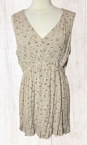 GILLI Boho Chic Floral Sleeveless Mini Dress, 2X (fits like an XL) Tan