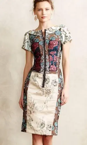 Anthropologie Beguile by Byron Lars Pierced Brocade Dress sz 0 XS Pink