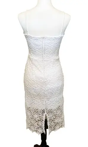 Blue Rain  Lace Sheath Midi Dress Sleeveless V Neck White Size S Bridal Wedding