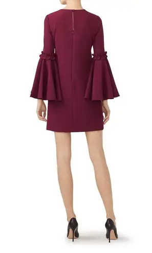 Milly  Cady Shift Dress Women's 10 Wine Long Bell Sleeves Short Length Crepe RTR