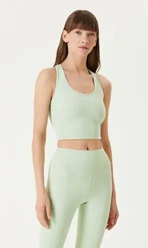 Sporty & Rich Runner Script Green Crop Tank Top Women’s Size Large Athleisure