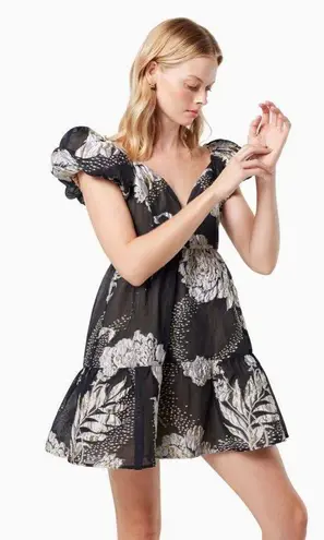 Elliatt NWT Picard Floral Jacquard Mini Dress in Black Silver/Gold Size Small