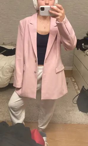 Revolve Baby Light Pink Oversized Slouchy Narrow Lapel Blazer