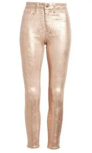 L'Agence NWT  Margot in Petal & Light Rose Gold Foil High Rise Skinny Jeans 25