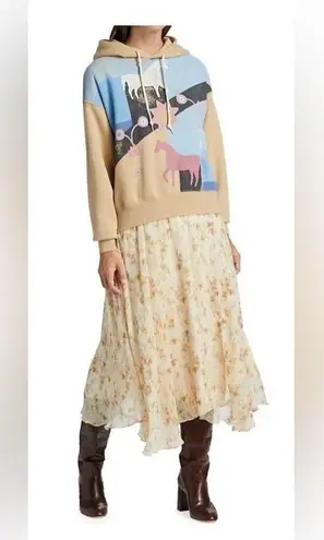 Ralph Lauren Polo  Horse Barn Artist Artwork Womens Sz M Fleece Sweatshirt Hoodie