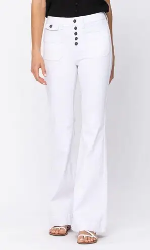 Judy Blue NWT White High Rise Button-Fly Patch Pocket Flare Jeans Size 27 NEW - Image 7