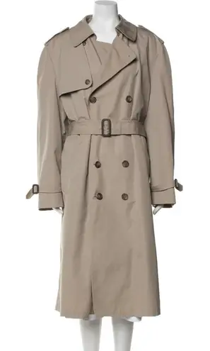 London Fog Vintage Long Trench Coat Button Tie Waist Tan Light Brown 42 Long