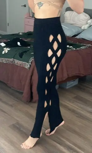 NWT Dion Lee black cut out midi knit skirt