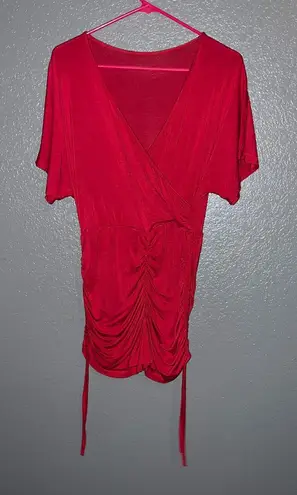 Red Hot! Ruched Romper with Adjustable Sides Size M