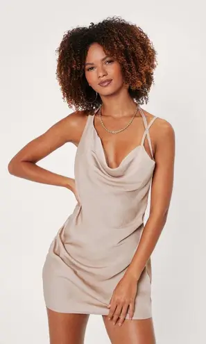 Nasty Gal Silky Cowl Neck Mini Dress