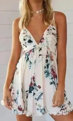 🆕Floral Spaghetti Straps Mini Dress L🆕 Blue Size L