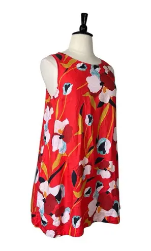 Sigrid Olsen Dress Sleeveless A-line 100% Linen Red White Floral Women’s Size XL - Image 2