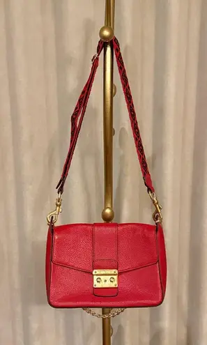 Miu Miu red madras leather crossbody bag