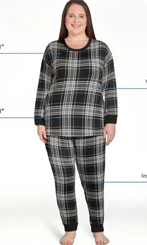 Women’s Plaid Black and White JoySpun super soft pj sets pants top is crop Size L