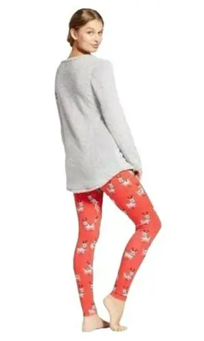 Munki Munki   Pajama Set Reindeer Fleece Long Sleeve Leggings Sleepwear Large