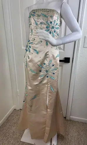 Tiffany Designs Vintage Prom Dress Floral Sequins And Beads #204