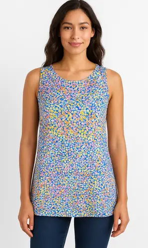 Adrienne Vittadini Boho Colorful Coastal Resort Brunch Sleeveless Blouse Top L