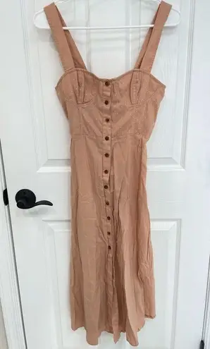 We Wore What Harper Dress Maple Sugar Button Front Midi Dress Women’s Size XS