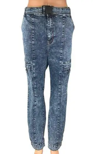Fashion to figure NEW Womens Blue High Waisted Straight Leg cargo Denim Jeans 18