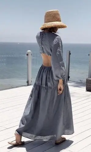 Dissh NWT Impala in Steel Linen Back Cutout Midi Dress US 10 / AU 14