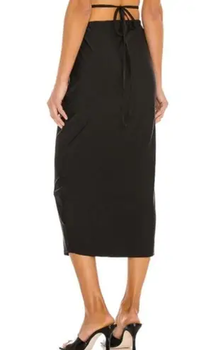 π AFRM Cade Crisscross Waist Tie Straight Midi Skirt in Black Size M