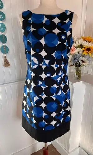 AB Studio Sheath Sleeveless Blue,Black & White Dress