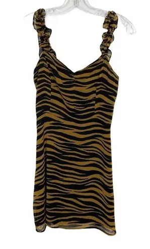 All in Favor  Ruffle Straps Tiger Print Mini Dress