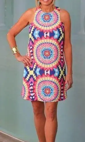 Annie Griffin Annie Griffen silk kaleidoscope colorful summer dress size medium