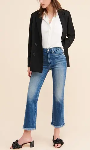 AYR The Bomb Pop Jeans Womens 26S Blue Denim Mid Rise Straight Leg Frayed Hem