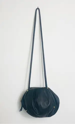 7CHI genuine leather round ball double strap crossbody bag NEW Black