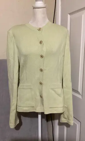 St. John Collection Cardigan Sweater Light Green Button Front Size 8