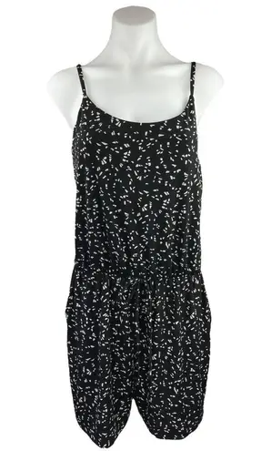 NEW Gilli Black Polka Dot Print Sleeveless Camisole Romper Shorts Jumpsuit Sz L Size L