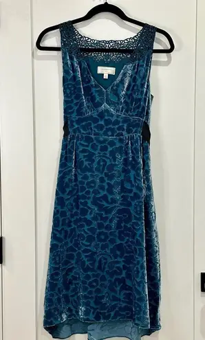 Moulinette Soeurs Anthropologie Matilija Dress Silk Velvet Teal 0 Whimsigoth