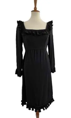 Shannon Rodgers For Jerry Silverman Vintage Black Ruffled Long Sleeve Dress