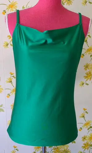 Cowl neck strappy cami top green size S